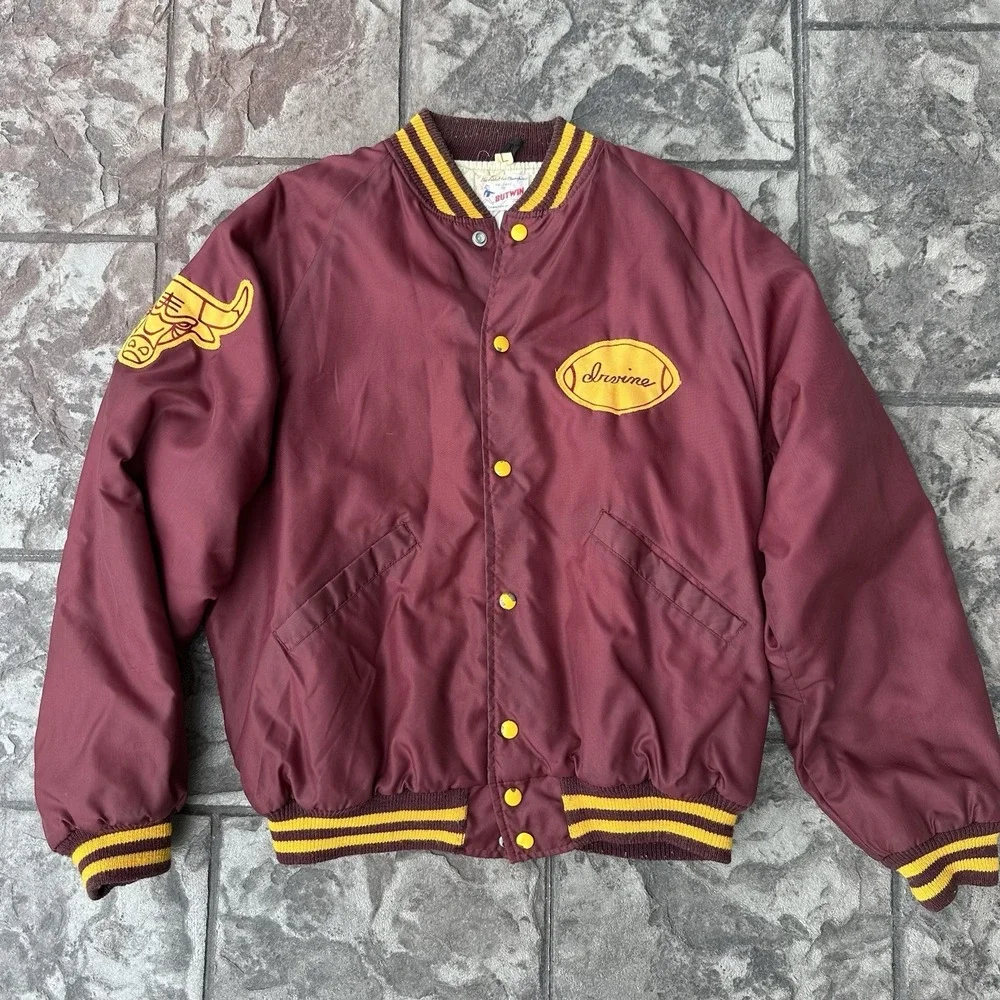 Vintage Butwin Men's‎ Large Varsity Jacket Maroon Football Beechview Bulls